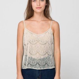 American Apparel Relaxed Fit Cream Sheer Lace Cami